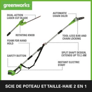 Greenworks G40PSHK2 Potatore e tagliasiepi a batteria 2 in 1